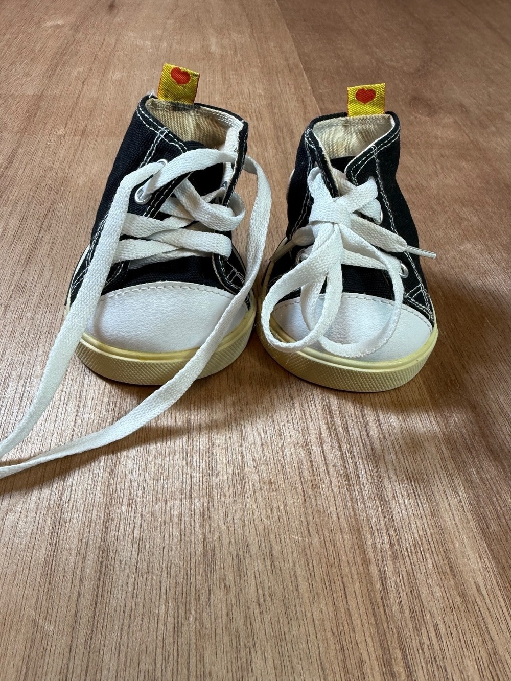 Build-A-Bear Workshop Black Canvas High Top Sneakers Shoes White Laces